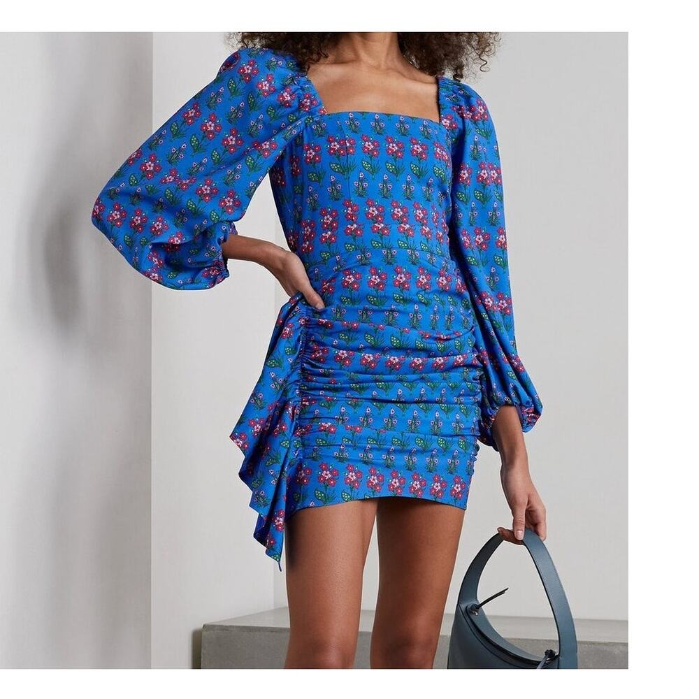 RHODE Mina draped floral mini dress sz S